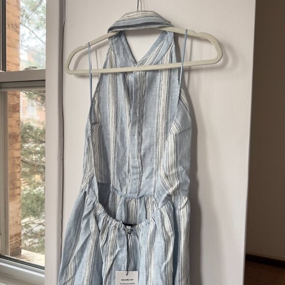 NWT Reformation Tace Linen Midi Dress Corsica Stripe Blue White 10 - Picture 8 of 15
